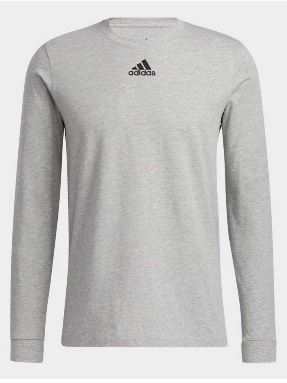 adidas Light Gray Long Sleeve Crew Tee with Chest Logo